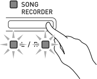 SONG RECORDER button L and R lamps flash